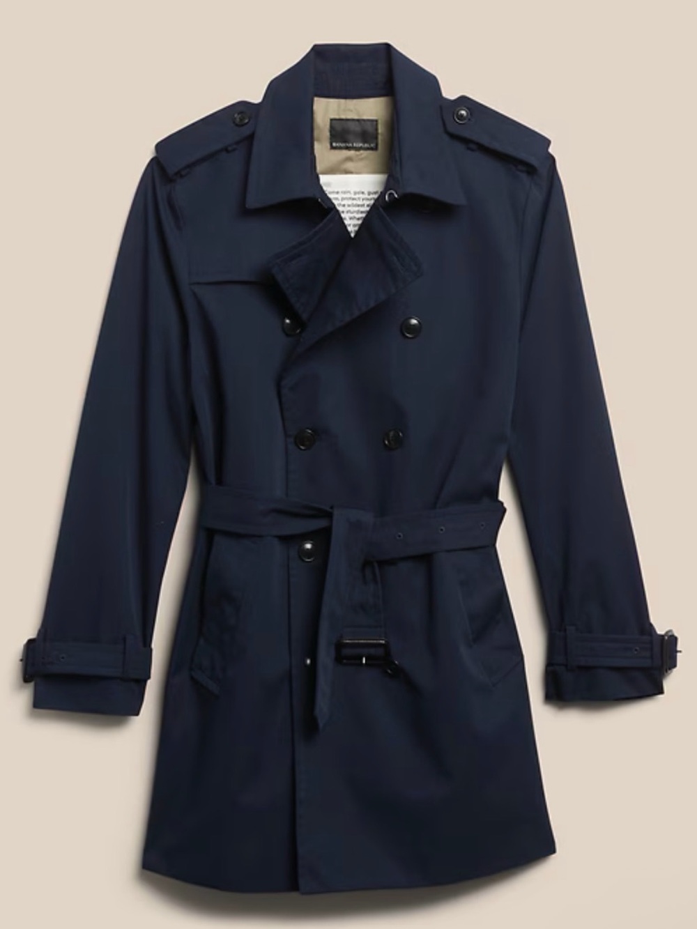 Navy Double-Breasted Trench Coat
